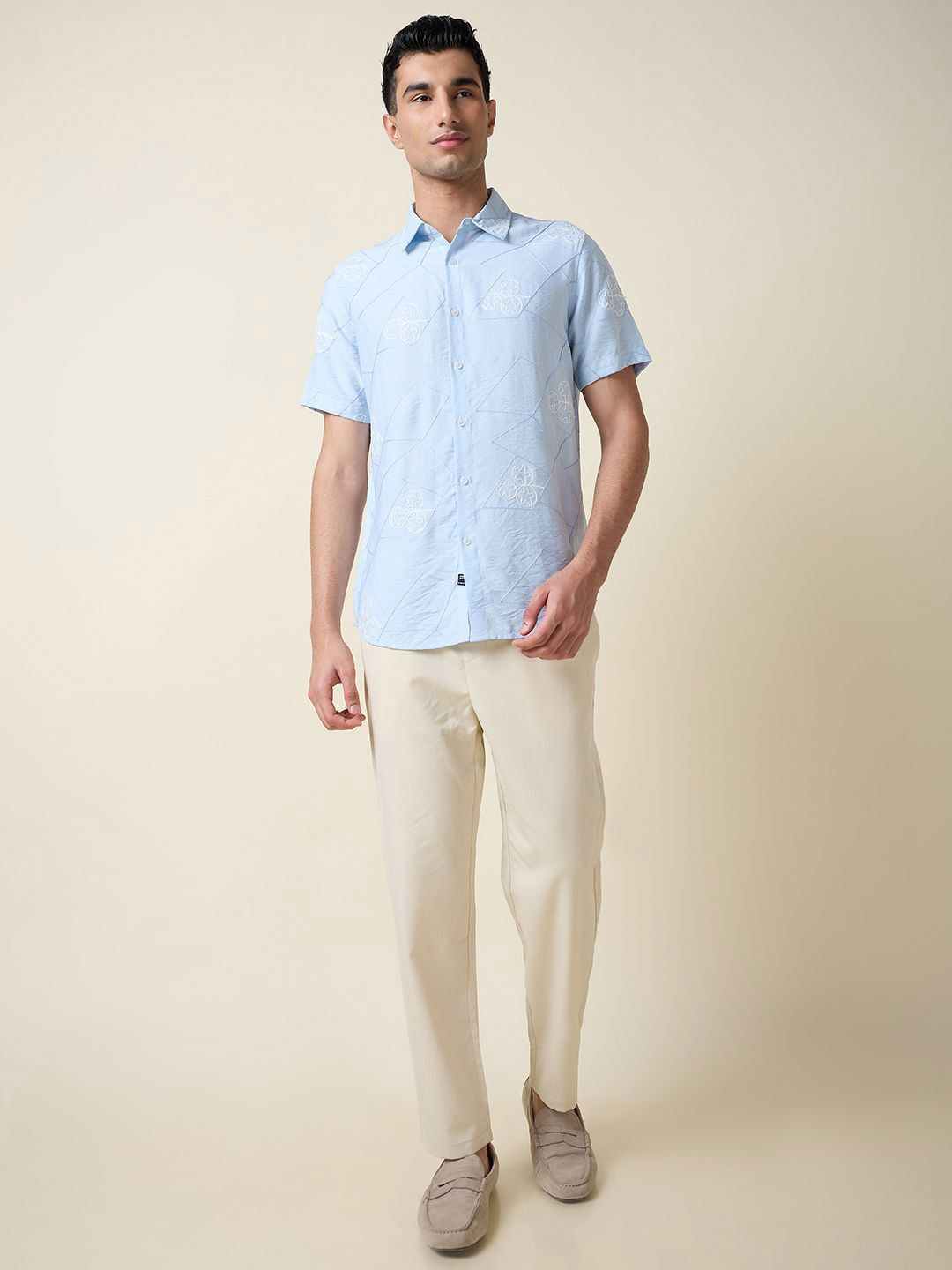 Thomas Scott Men Embroidered Regular Fit Casual Shirt