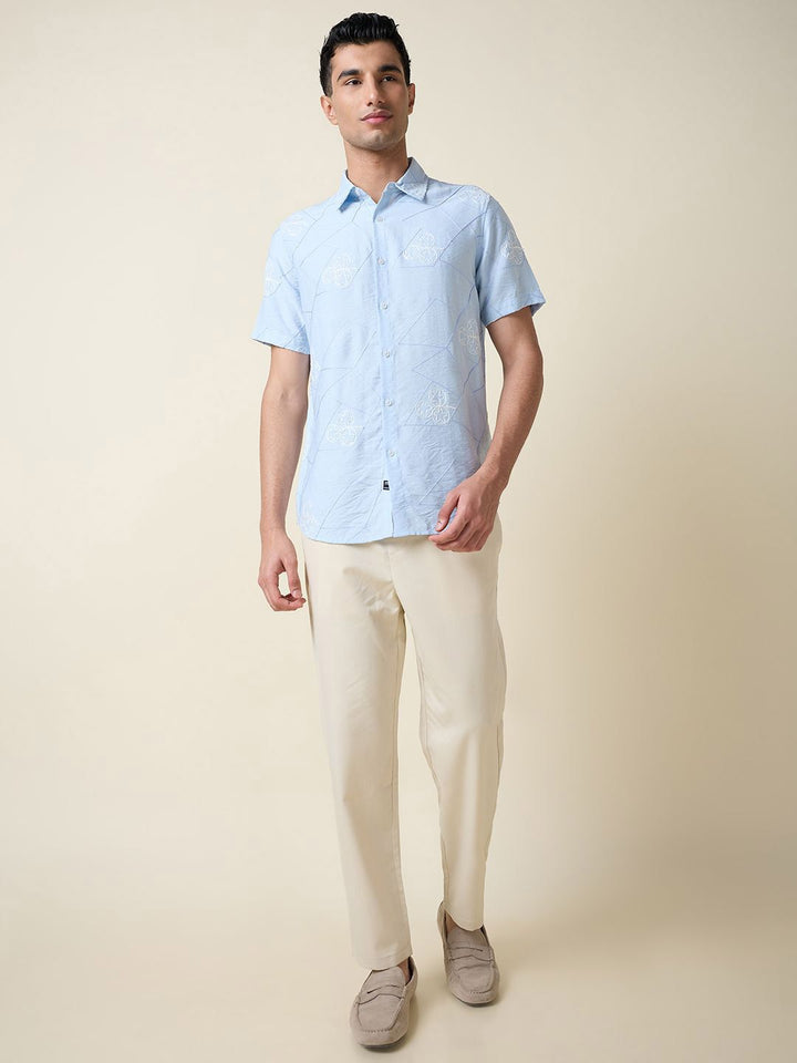 Thomas Scott Men Embroidered Regular Fit Casual Shirt