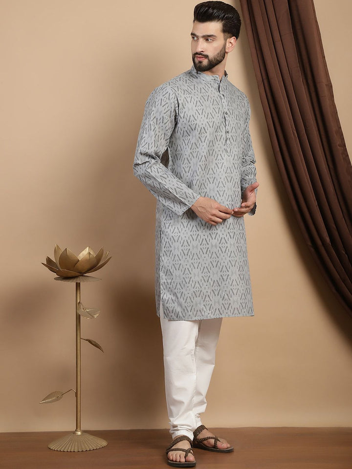 Anouk Geometric Printed Regular Pure Cotton Straight Kurta With Pyjamas