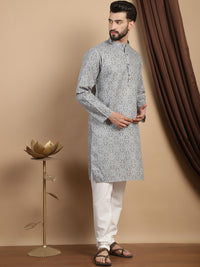 Anouk Geometric Printed Regular Pure Cotton Straight Kurta With Pyjamas