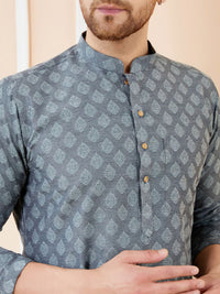 See Designs Ethnic Motifs Woven Design Mandarin Collar Straight Kurta With Pyjamas