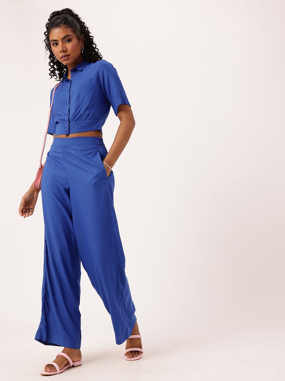 DressBerry Feel The Breeze Shirt Style Crop Top