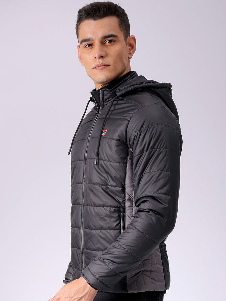 The Indian Garage Co Men Colourblock Slim Fit Hooded Puffer Jacket