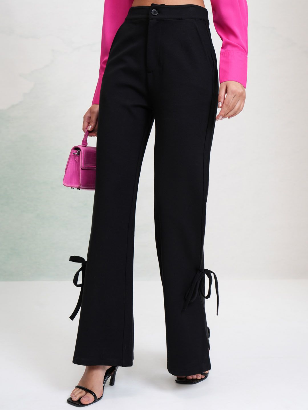 Tokyo Talkies Women Solid Hi-Waist Bootcut Pants Trousers