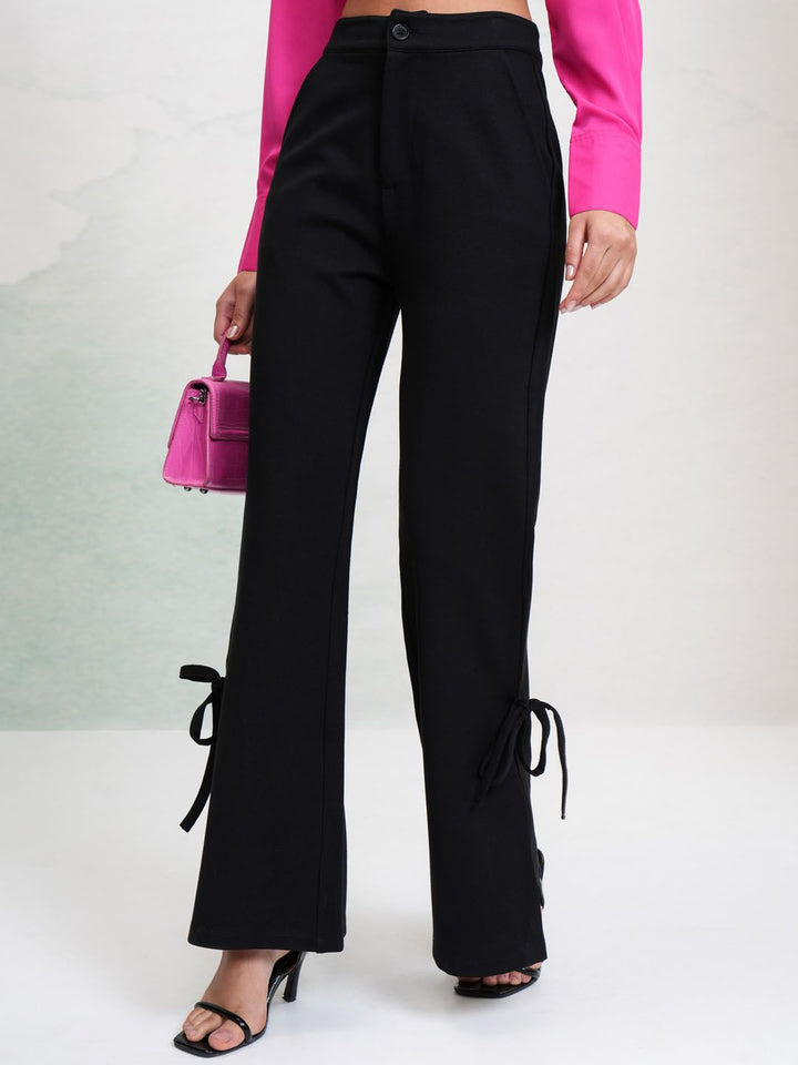 Tokyo Talkies Women Solid Hi-Waist Bootcut Pants Trousers