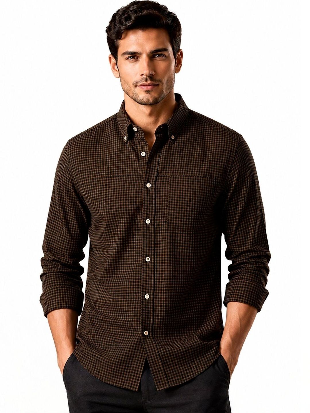 ADRO Men Standard Micro Checks Checked Casual Shirt