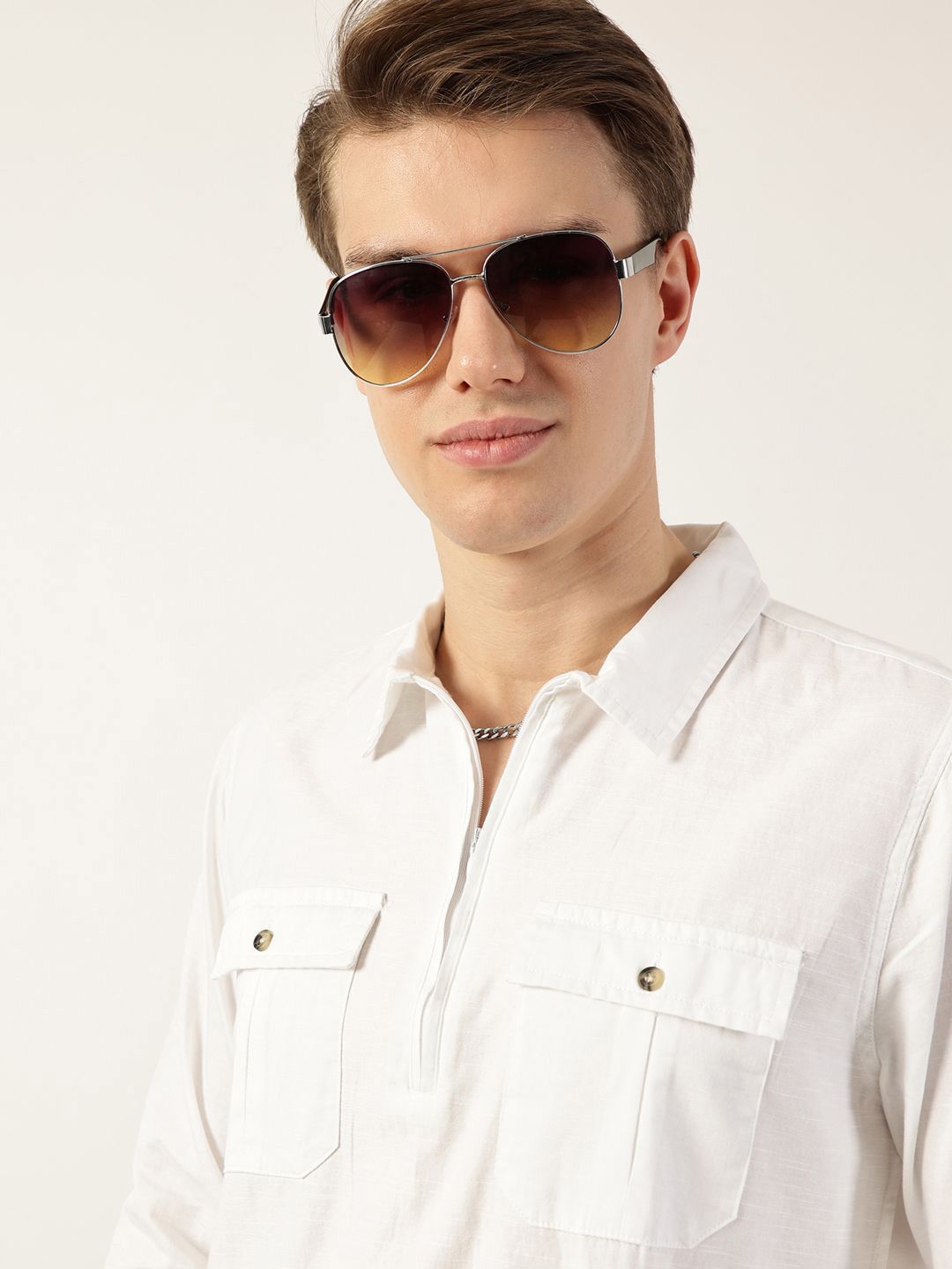 Thomas Scott Men Classic Spread Collar Solid Cotton Casual Shirt