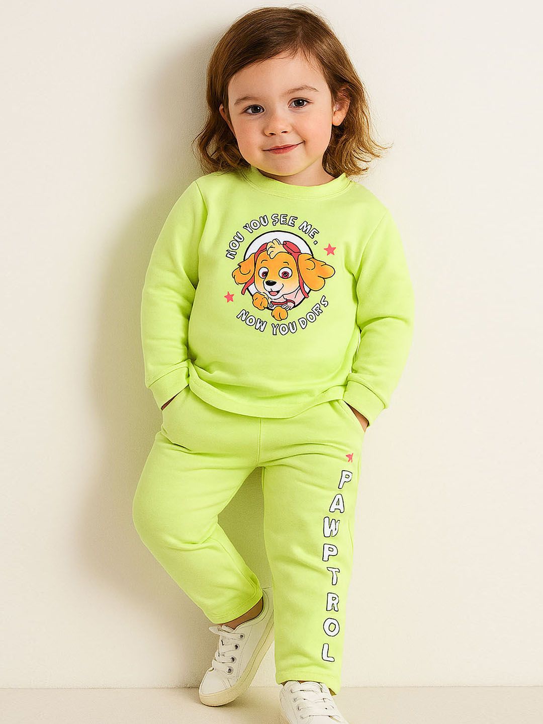 Happy Faces Girls Paw Patrol Print Pure Cotton T-shirt with Trousers