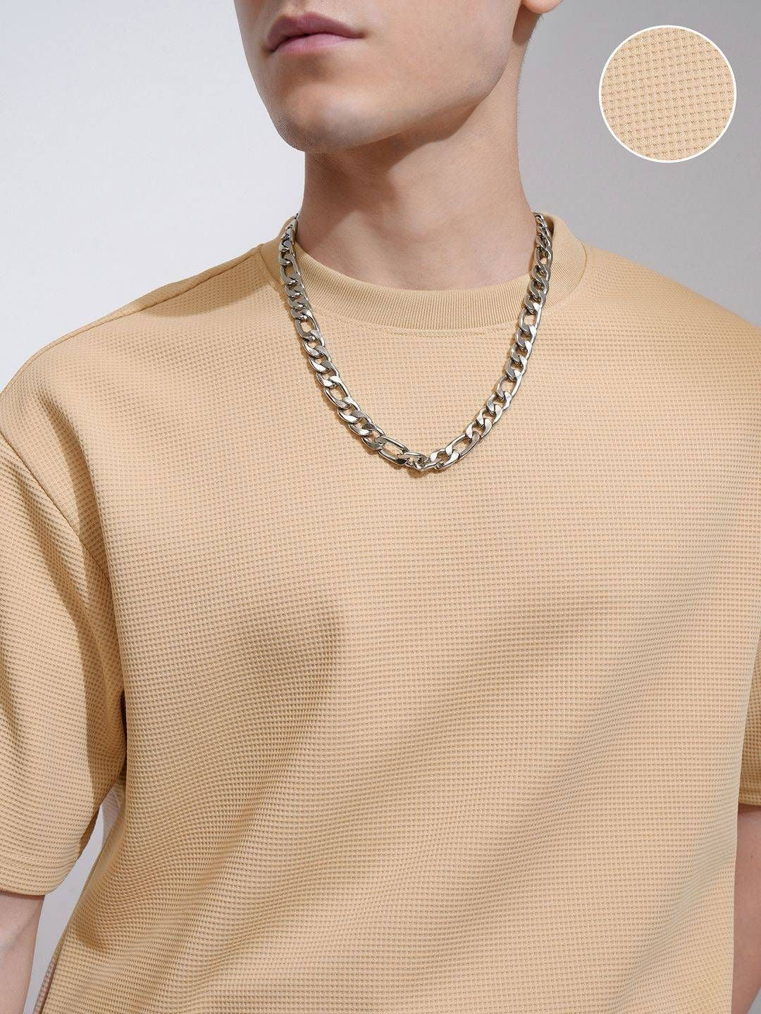HIGHLANDER Men Self Design Round Neck Relaxed Fit T-shirt
