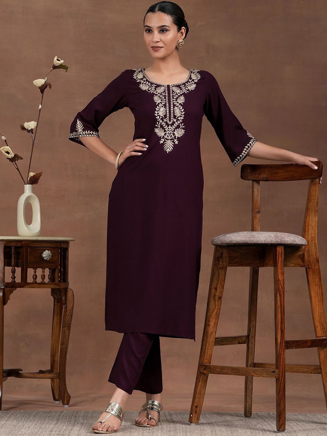 Libas Floral Yoke Design Kurta with Trouser