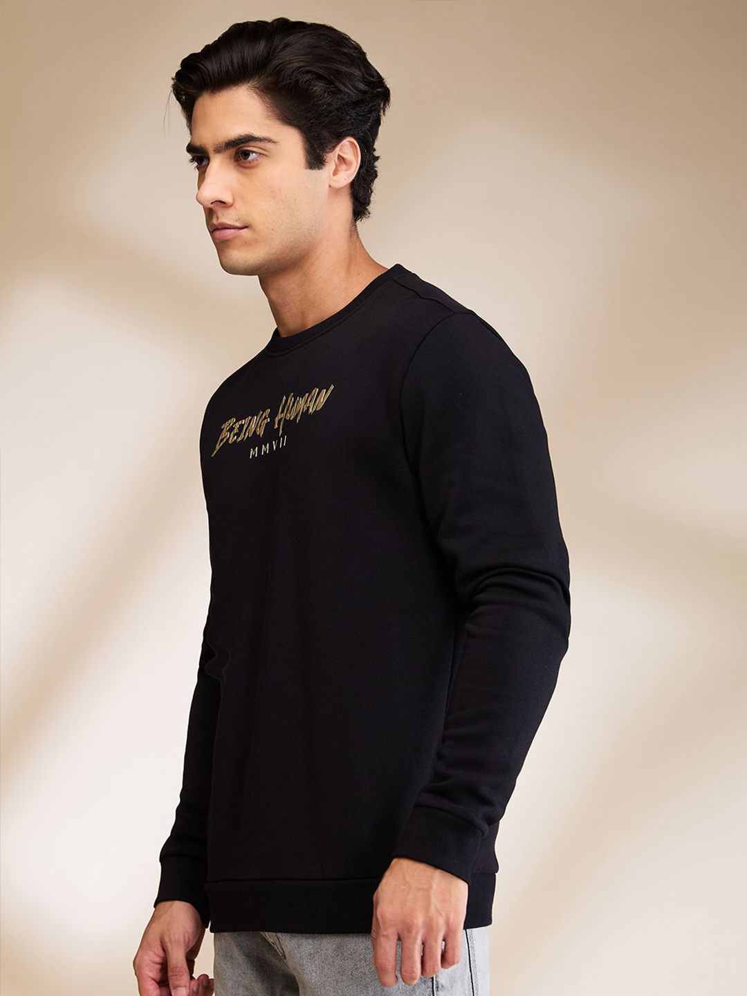 Being Human Men Typography Printed Round Neck Cotton Pullover Sweatshirt