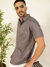Thomas Scott Men Smart Spread Collar Micro Ditsy Printed Pure Cotton Casual Shirt