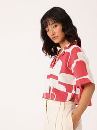 DressBerry Printed Boxy Crop Shirt