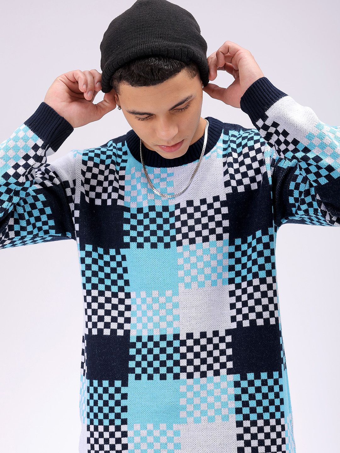 The Indian Garage Co Men Checked Pullover Sweaters