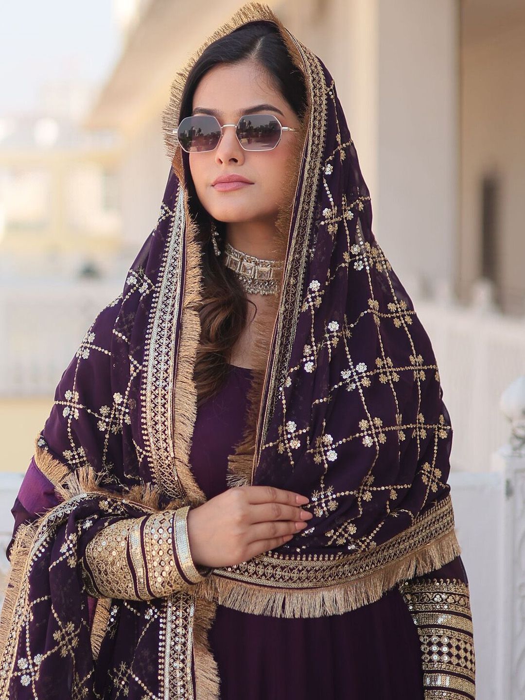 KALINI Women Embroidered Regular Sequinned Kurta with Pyjamas & With Dupatta