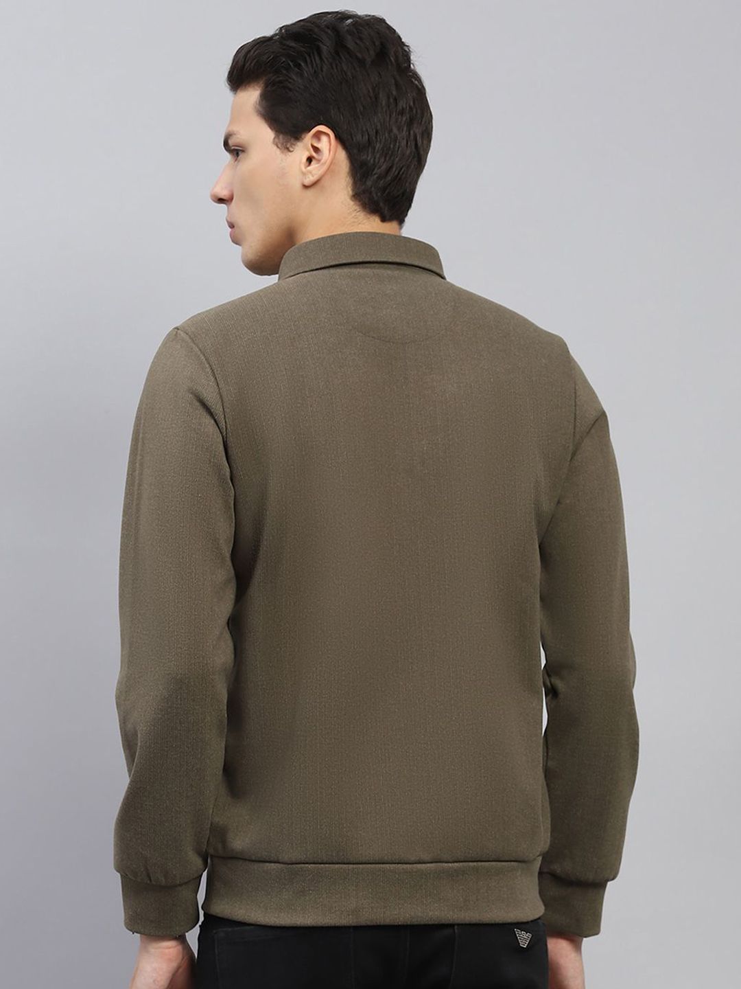 Monte Carlo Men Self Design  Collared Neck Full Sleeve Sweatshirt