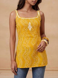 House of Chikankari Women Leheriya Printed Chikankari Kurta