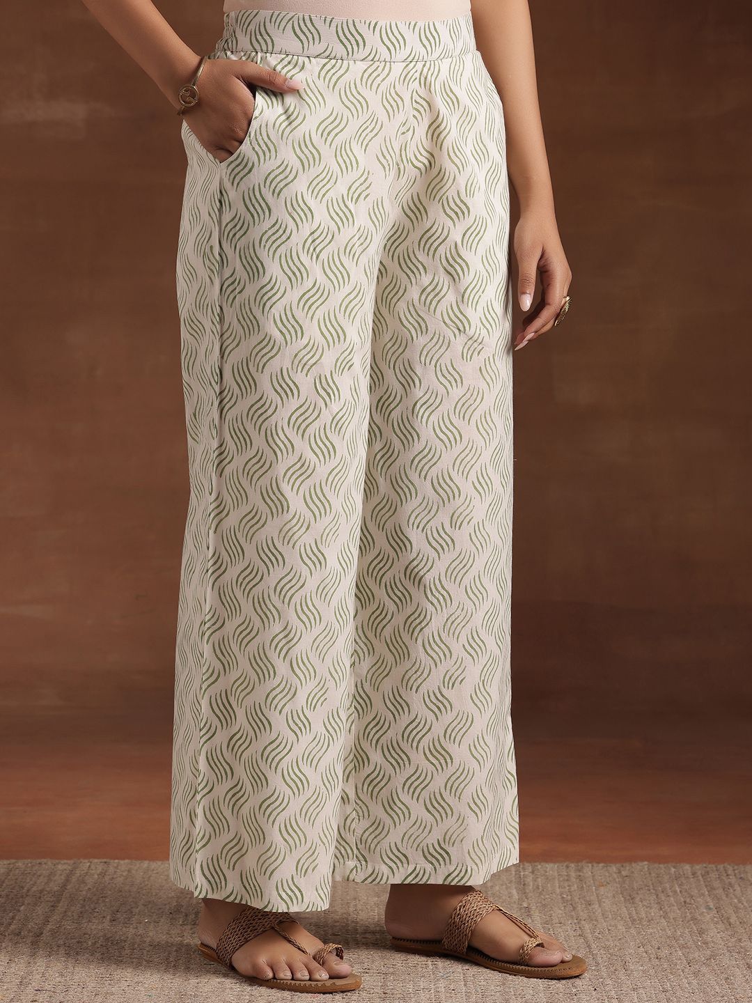 Libas Floral Printed Pure Cotton Straight Kurta with Palazzo & Dupatta
