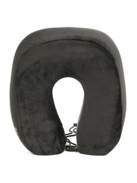 Teakwood Leathers Black Faux Velvet Breathable Travel Pillow