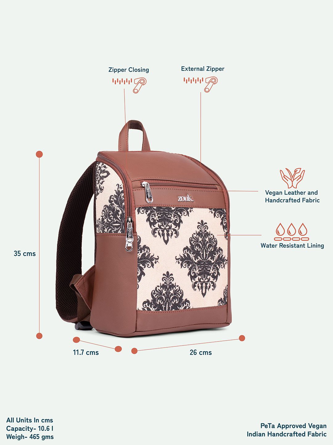 Zouk Unisex Mughal Motif Amalia Daypack