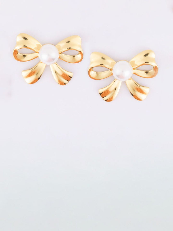 VOGUE PANASH Keluli Tahan Karat 18K Mutiara Bersalut Emas Manik Kontemporari Stud