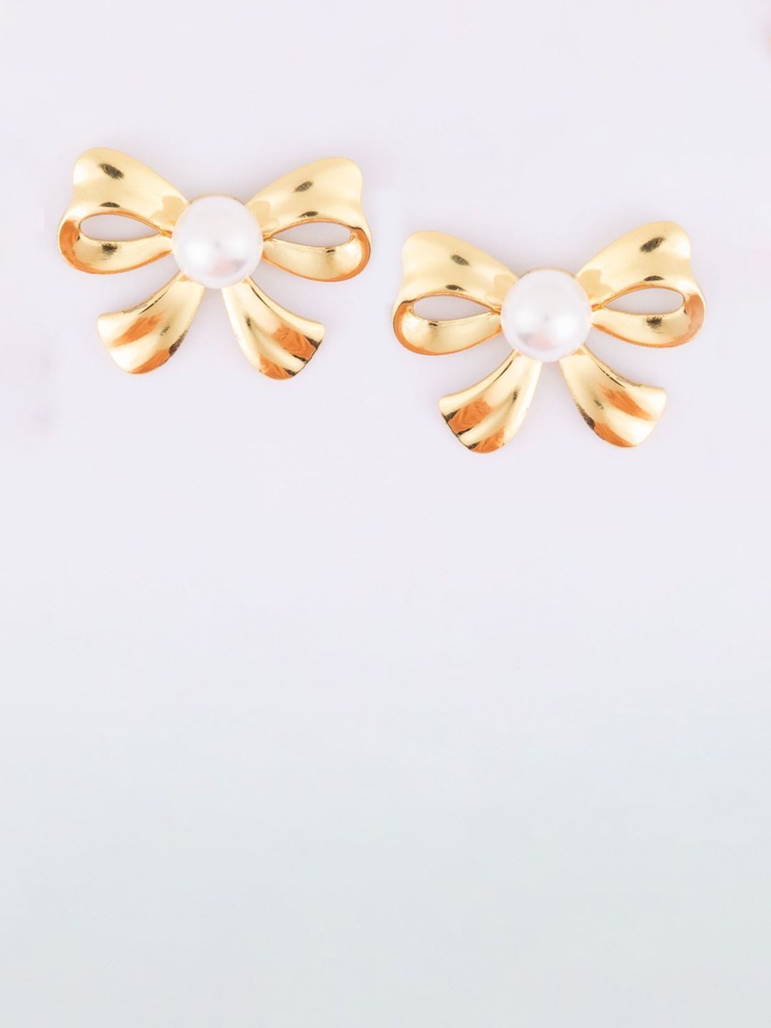 VOGUE PANASH Keluli Tahan Karat 18K Mutiara Bersalut Emas Manik Kontemporari Stud