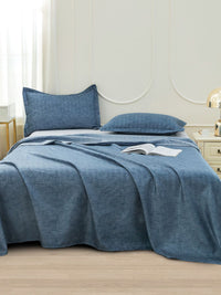 Story@home Blue Abstract Printed 240 TC Satin Finish Queen Bedsheet Set