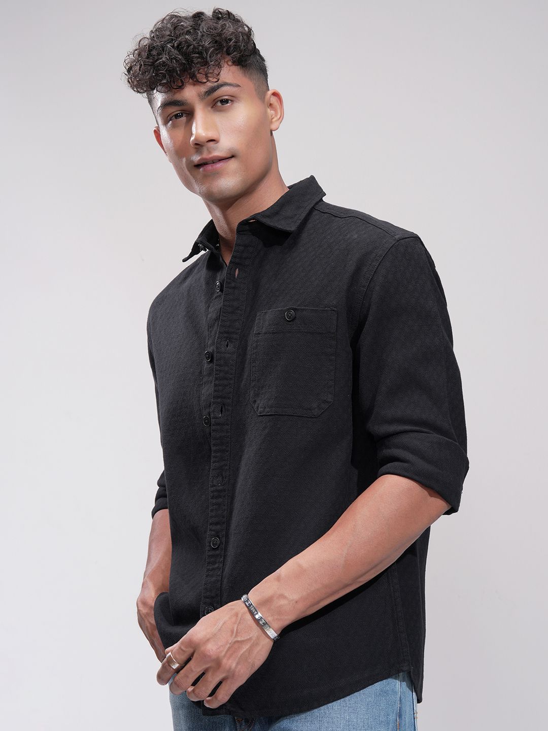 HIGHLANDER Men Comfort Opaque Casual Shirt