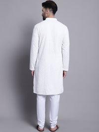 SOJANYA Men Ethnic Motifs Embroidered Regular Pure Cotton Kurta with Pyjamas