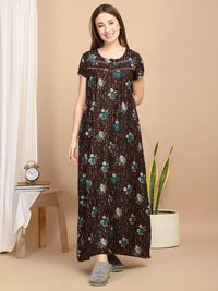 Sweet Dreams Women Printed Pure Cotton Maxi Nightdress
