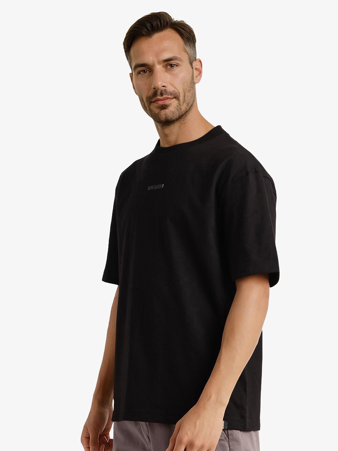 RARE RABBIT Men Graphic Printed Round Neck Cotton Oversized T-shirt