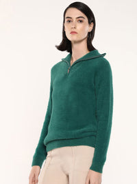 RAREISM Women Solid Mock Collar Pullover