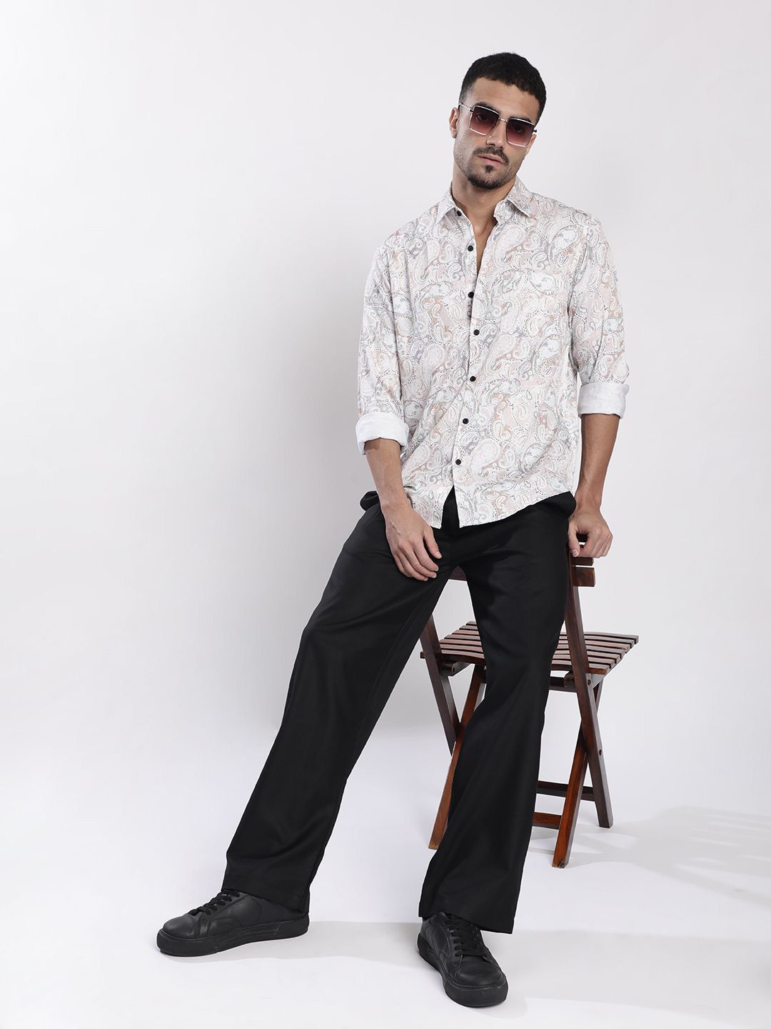 Bene Kleed Ethnic Motifs Spread Collar Cotton Regular Fit Casual Shirt