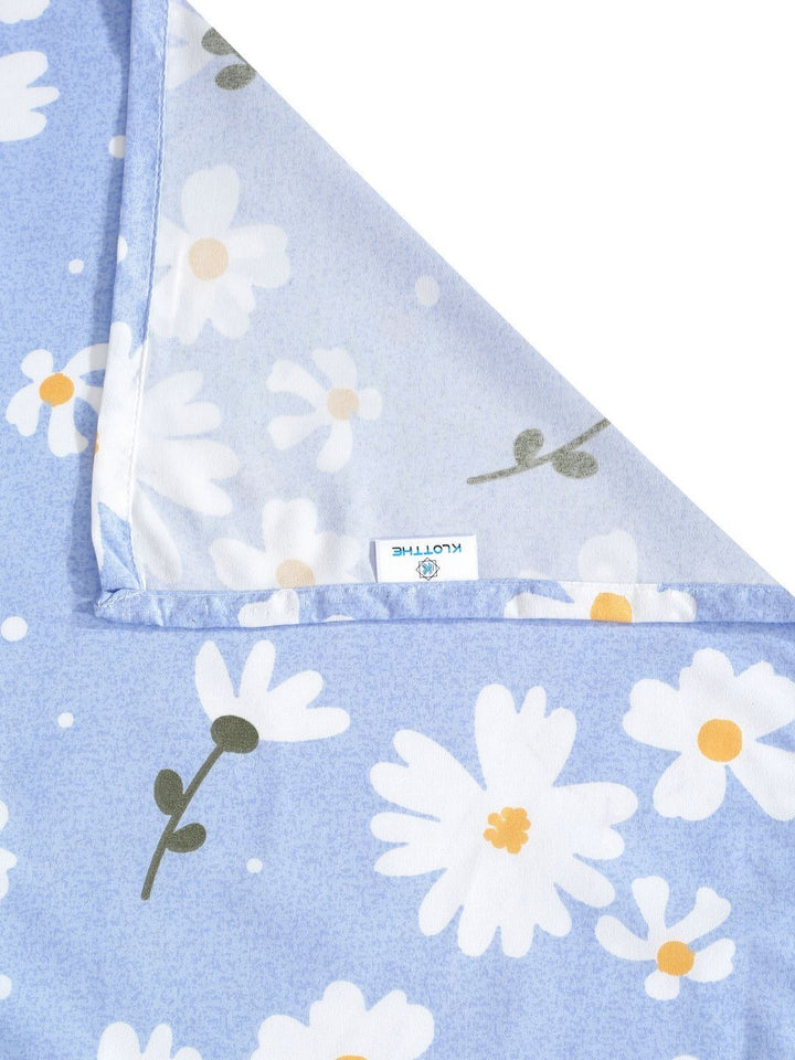 KLOTTHE Blue Floral Cotton 300 TC King Fine Bedsheet with 2 Pillow Covers-98 x 89 inches