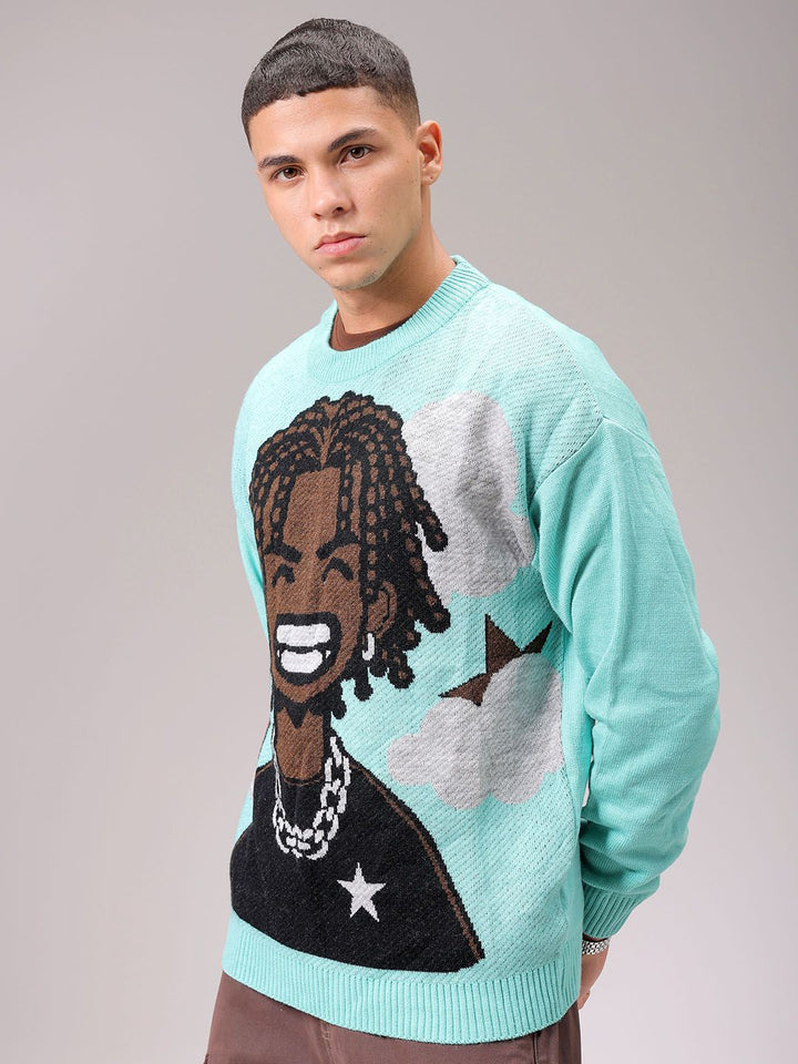 The Indian Garage Co Men Self Design Pullover Sweater