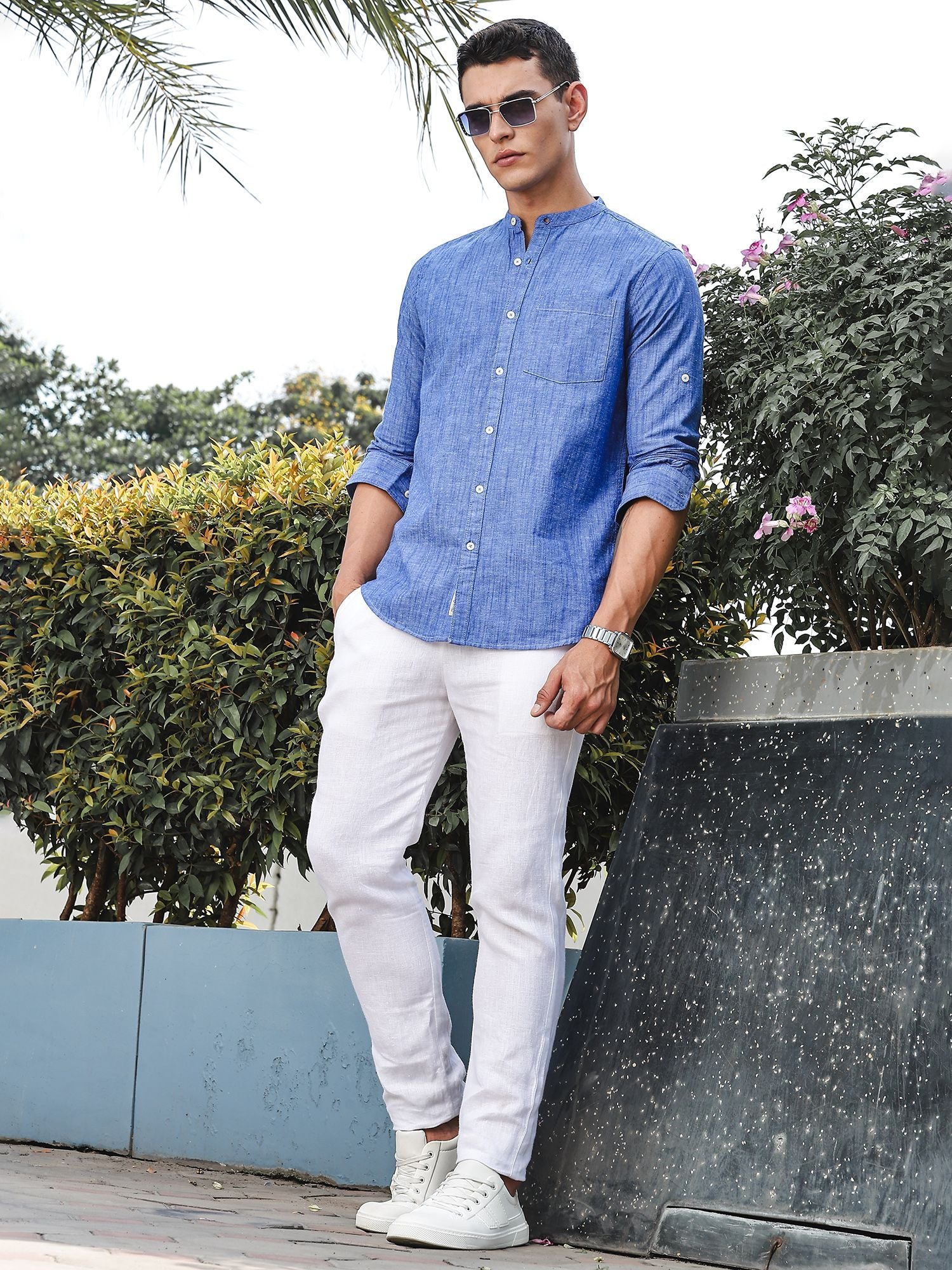 Thomas Scott Men Premium Slim Fit Opaque Casual Shirt
