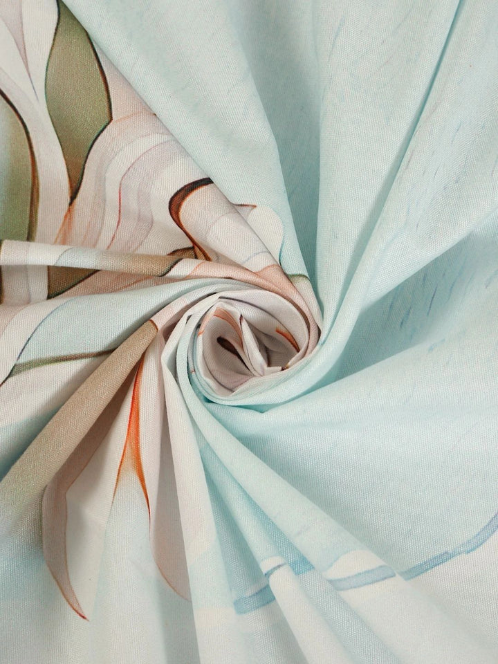 KLOTTHE Green & Peach-Coloured 300 TC King Bedsheet with 2 Pillow Covers