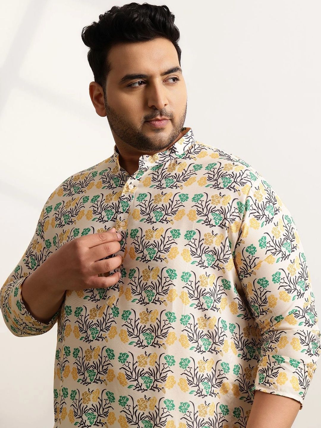 SOJANYA PLUS Men Floral Printed Regular Pure Cotton Kurta with Pyjamas