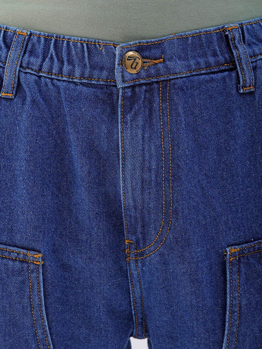 The Indian Garage Co Men Mid-Rise Loose Baggy Fit Elasticated Wasit Cargo Jeans
