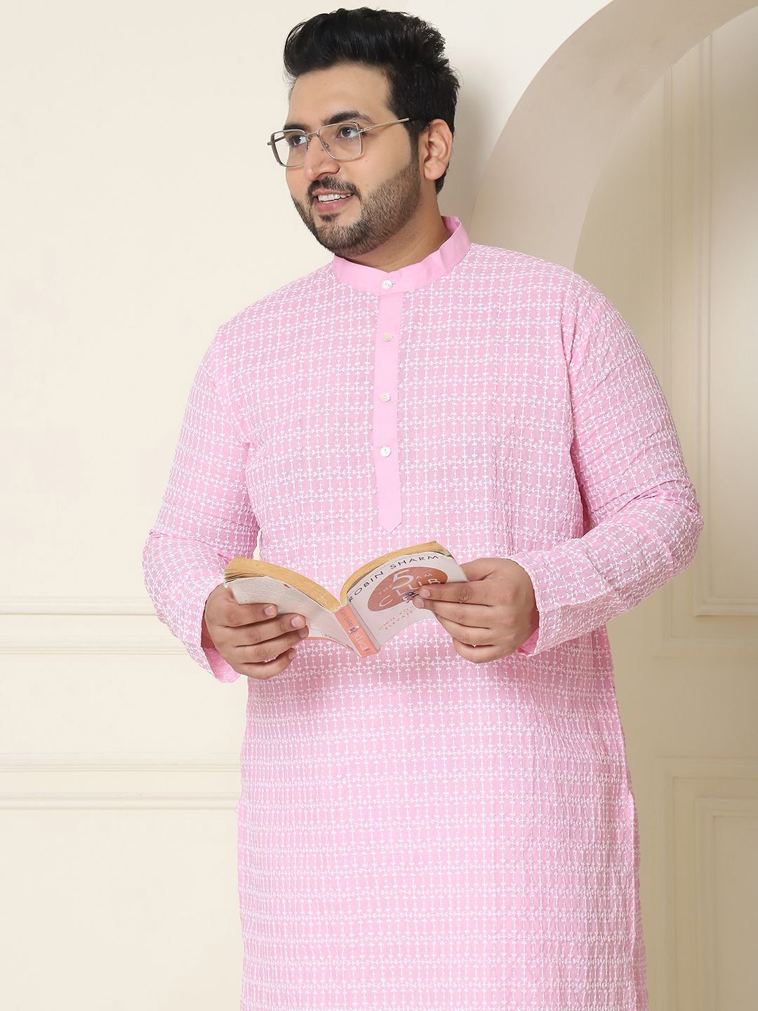 SOJANYA PLUS Floral Embroidered Thread Work Pure Cotton Straight Kurta with Pyjamas