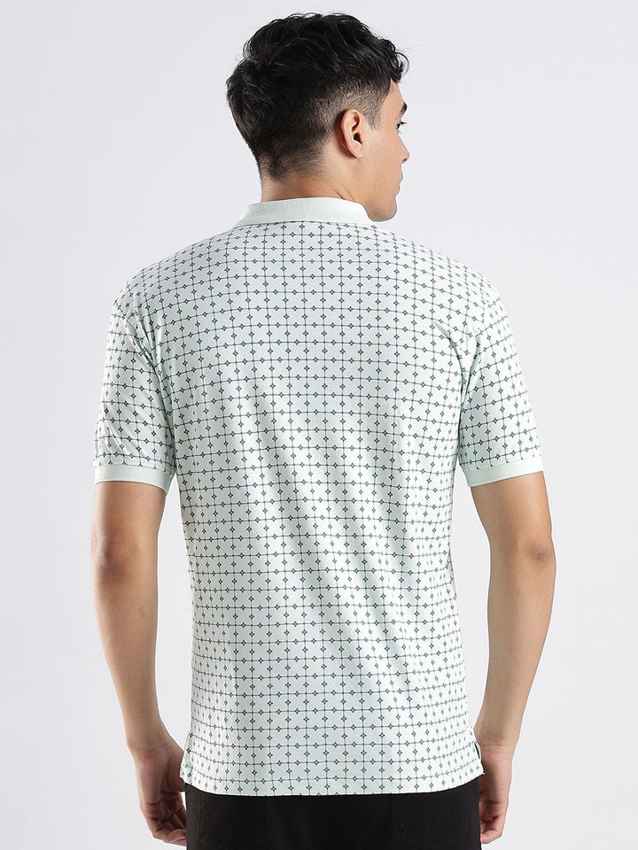 Baju-T Kapas Kolar Polo Bercetak Bunga ADRO