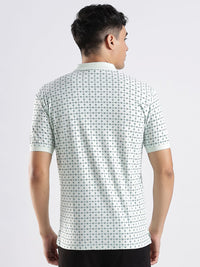 Baju-T Kapas Kolar Polo Bercetak Bunga ADRO
