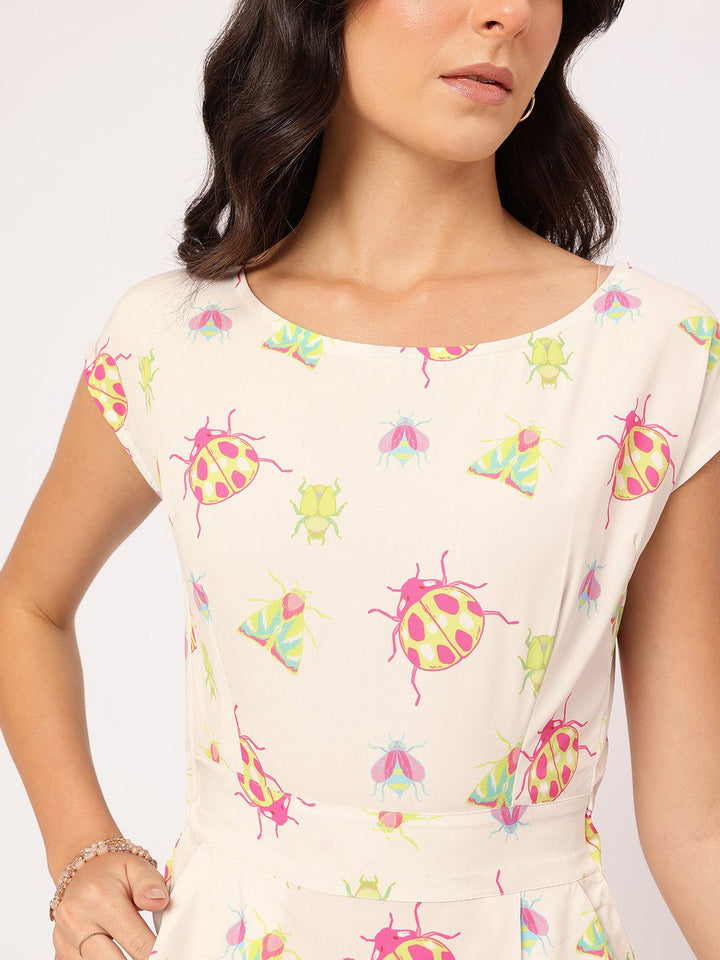 DressBerry Vacation Vibes Cinched Waist Conversational Print Sheath Dress