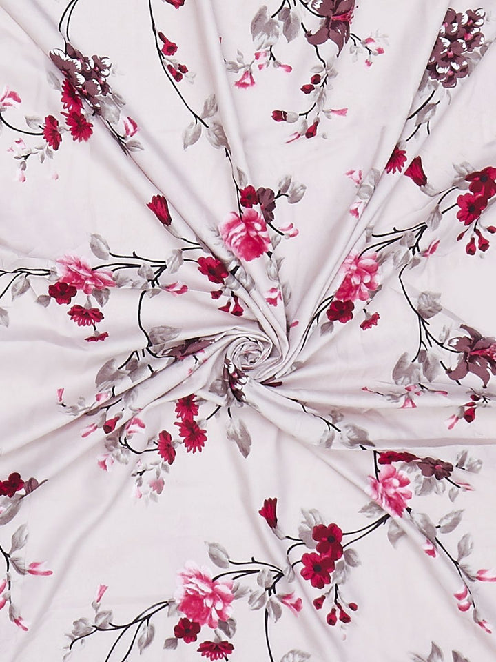 Monte Carlo Magenta & Bronze-Toned Floral Printed 144 TC King Bedsheet Set 1.85 m x 1.95 m