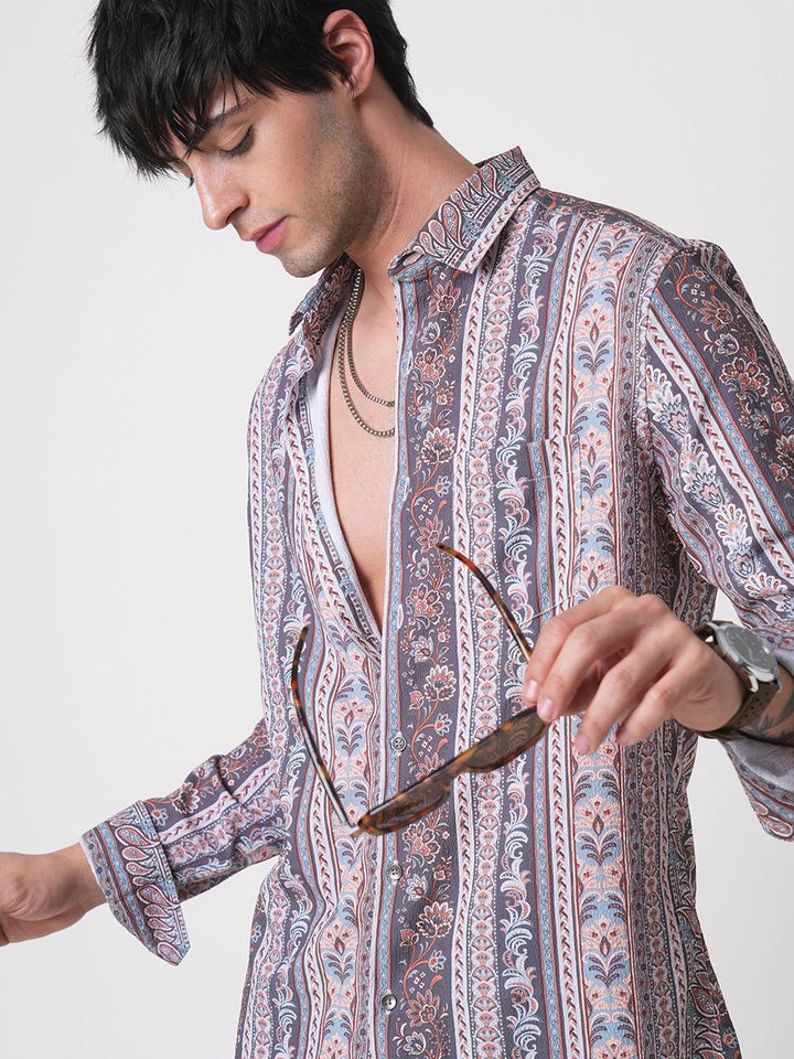 VASTRADO Men Classic Slim Fit Opaque Printed Casual Shirt