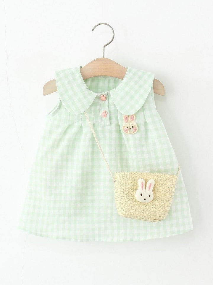 YK Checked Peter Pan Collar A-Line Dress