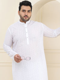 SOJANYA PLUS Plus Size Floral Embroidered Pure Cotton Straight Kurta with Pyjamas