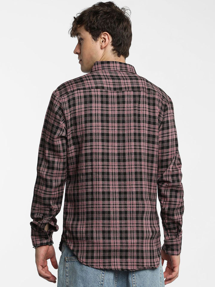 Campus Sutra Men Comfort Spread Collar Tartan Checked Polycotton Casual Shirt