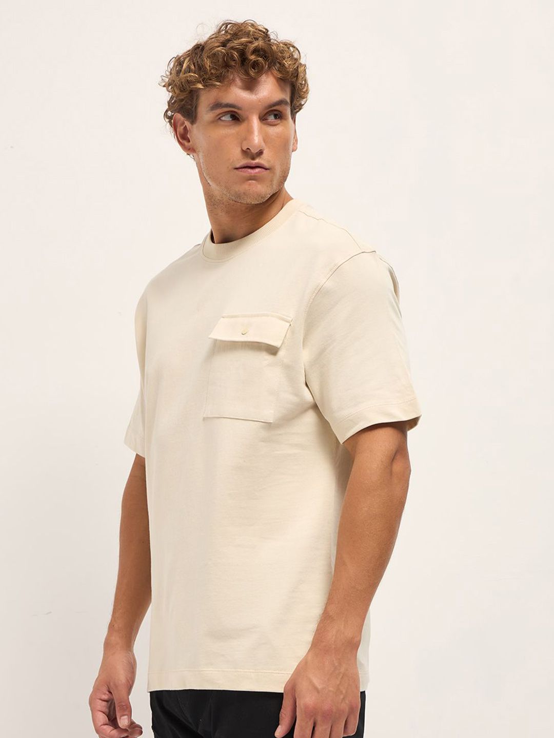 THE BEAR HOUSE Men Typography Printed Round Neck Oversized T-shirt