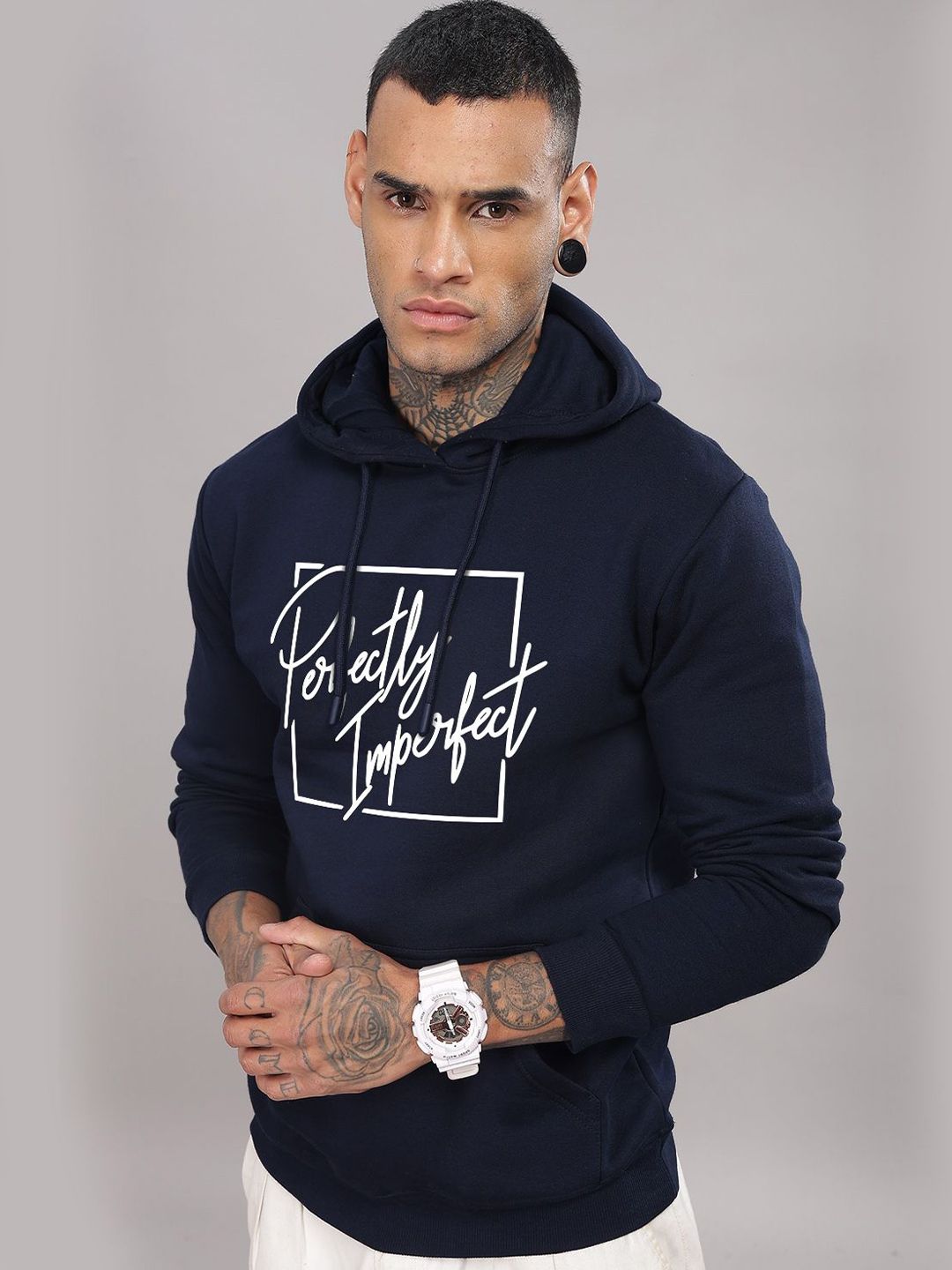 ADRO Men Printed Hooded Sweatshirt